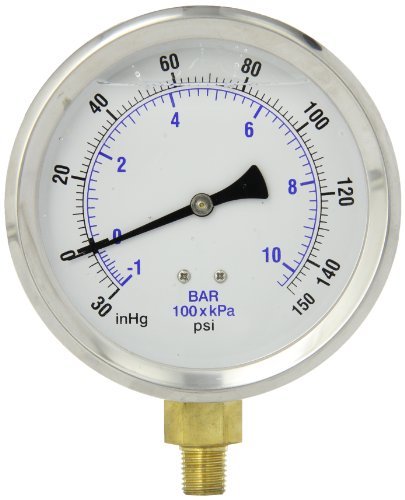 LIQUID FILLED SUCTION AND DISCHARGE GAUGES, 30-0-150/0-300 4"